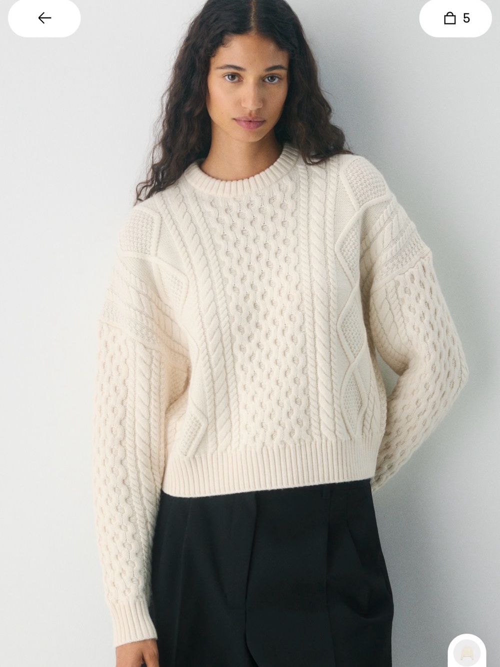 Aritzia Heritage Knit Merino Wool Crew High-Hip Sweater